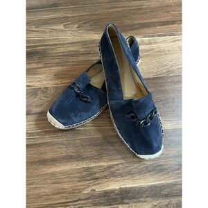 Talbots Women's Indigo Blue Hadley Chain Suede‎ Platform Espadrilles Size 9